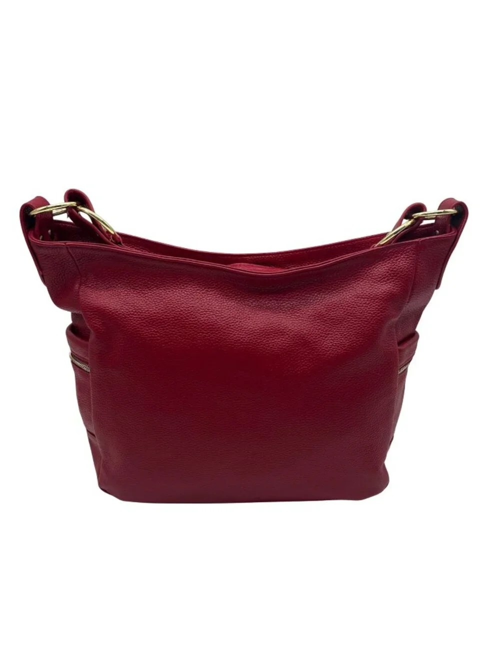 Red Pebbled Faux Leather Hobo Shoulder Bag